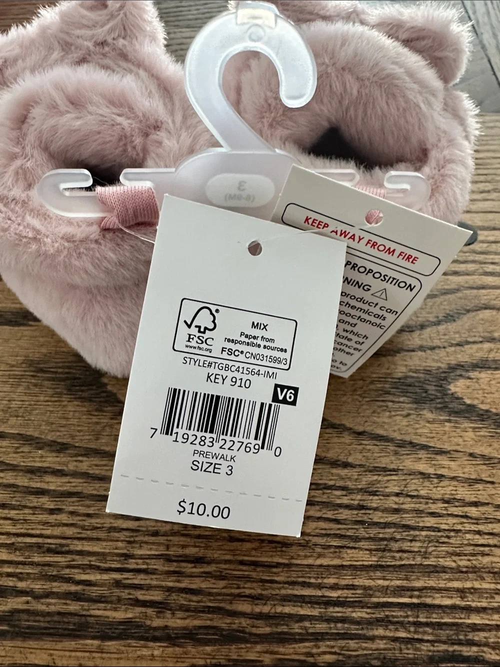 NWT Baby Pink Plush Bow Booties - Baby Booties 6-9months